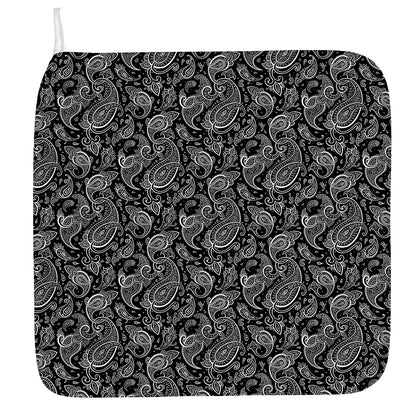 Black And White Paisley Pattern Print Hand Towel