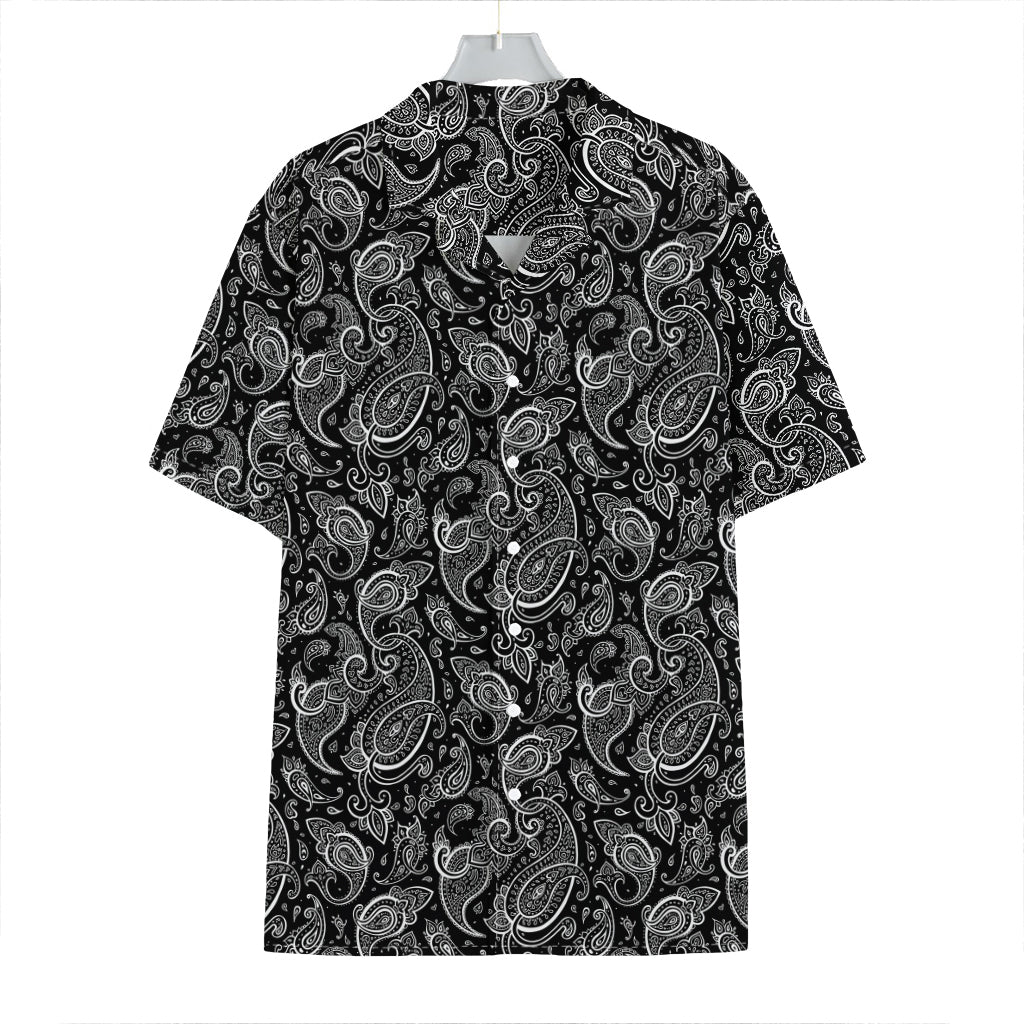Black And White Paisley Pattern Print Hawaiian Shirt