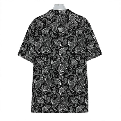 Black And White Paisley Pattern Print Hawaiian Shirt
