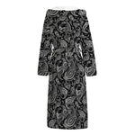 Black And White Paisley Pattern Print Hooded Bathrobe