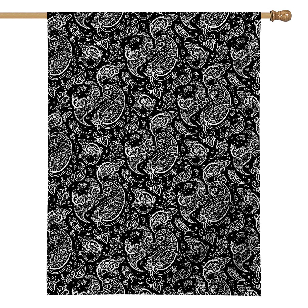 Black And White Paisley Pattern Print House Flag