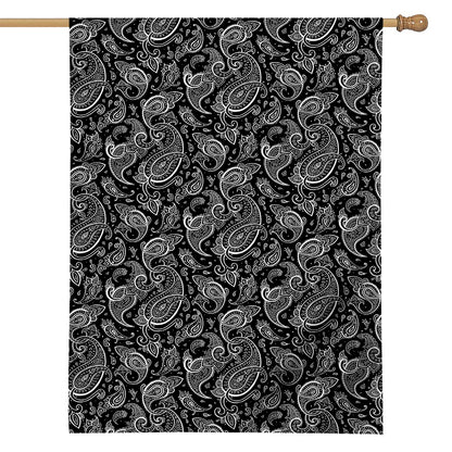 Black And White Paisley Pattern Print House Flag