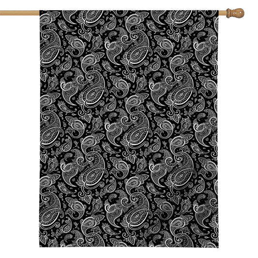 Black And White Paisley Pattern Print House Flag