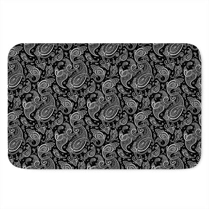Black And White Paisley Pattern Print Indoor Door Mat