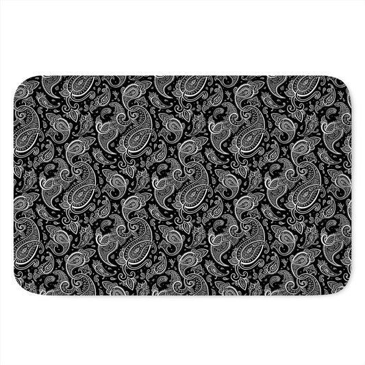 Black And White Paisley Pattern Print Indoor Door Mat