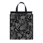 Black And White Paisley Pattern Print Insulated Lunch Tote