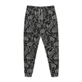 Black And White Paisley Pattern Print Jogger Pants