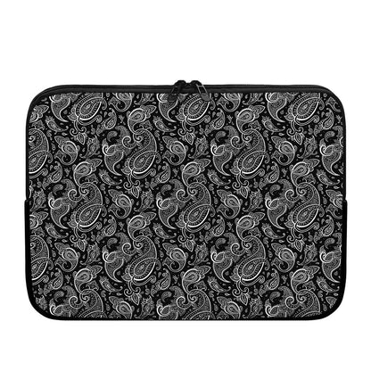 Black And White Paisley Pattern Print Laptop Sleeve