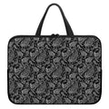 Black And White Paisley Pattern Print Laptop Sleeve With Handle