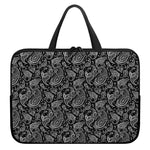Black And White Paisley Pattern Print Laptop Sleeve With Handle