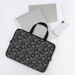 Black And White Paisley Pattern Print Laptop Sleeve With Handle