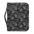 Black And White Paisley Pattern Print Leather Bible Cover