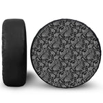 Black And White Paisley Pattern Print Leather Spare Tire Cover