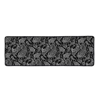 Black And White Paisley Pattern Print Long Kitchen Mat