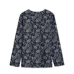 Black And White Paisley Pattern Print Long Sleeve Short Coat