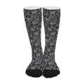Black And White Paisley Pattern Print Long Socks