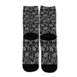 Black And White Paisley Pattern Print Long Socks