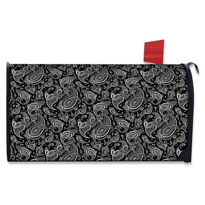 Black And White Paisley Pattern Print Mailbox Cover