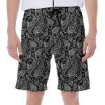 Black And White Paisley Pattern Print Men's Beach Shorts