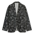 Black And White Paisley Pattern Print Men's Cotton Blazer