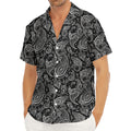 Black And White Paisley Pattern Print Men's Deep V-Neck Shirt