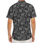 Black And White Paisley Pattern Print Men's Deep V-Neck Shirt