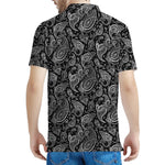 Black And White Paisley Pattern Print Men's Polo Shirt