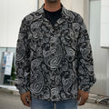 Black And White Paisley Pattern Print Men's Shirt Jacket
