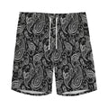 Black And White Paisley Pattern Print Men's Athletic Shorts