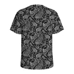 Black And White Paisley Pattern Print Men's Sports T-Shirt