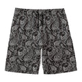 Black And White Paisley Pattern Print Men's Swim Trunks