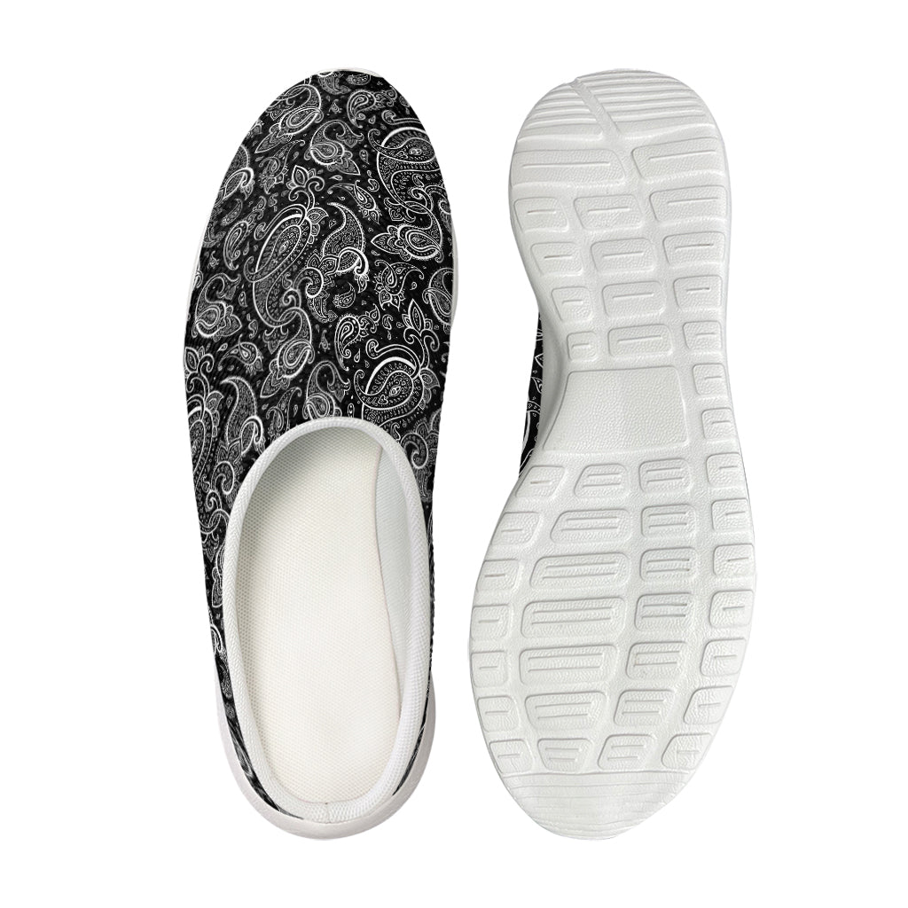 Black And White Paisley Pattern Print Mesh Casual Shoes