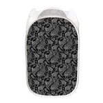 Black And White Paisley Pattern Print Mesh Laundry Hamper
