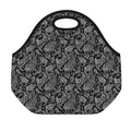 Black And White Paisley Pattern Print Neoprene Lunch Bag