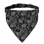 Black And White Paisley Pattern Print Over The Collar Dog Bandana