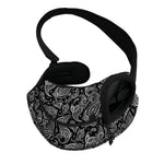 Black And White Paisley Pattern Print Pet Sling Carrier
