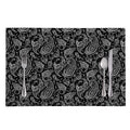 Black And White Paisley Pattern Print Placemat