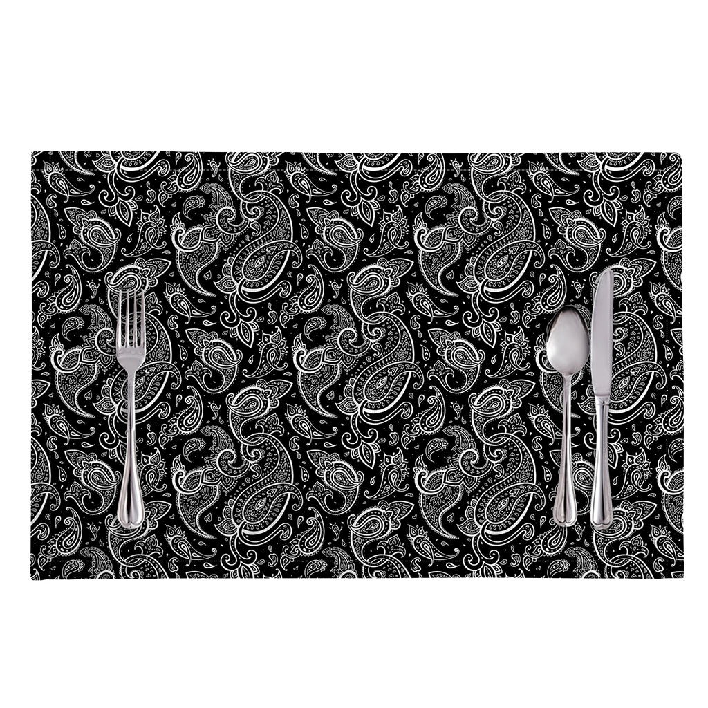 Black And White Paisley Pattern Print Placemat