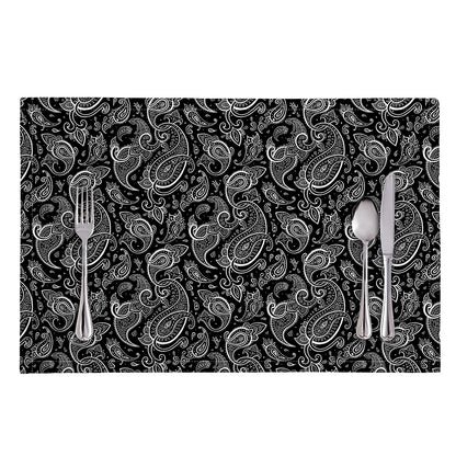 Black And White Paisley Pattern Print Placemat