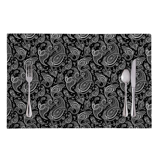 Black And White Paisley Pattern Print Placemat