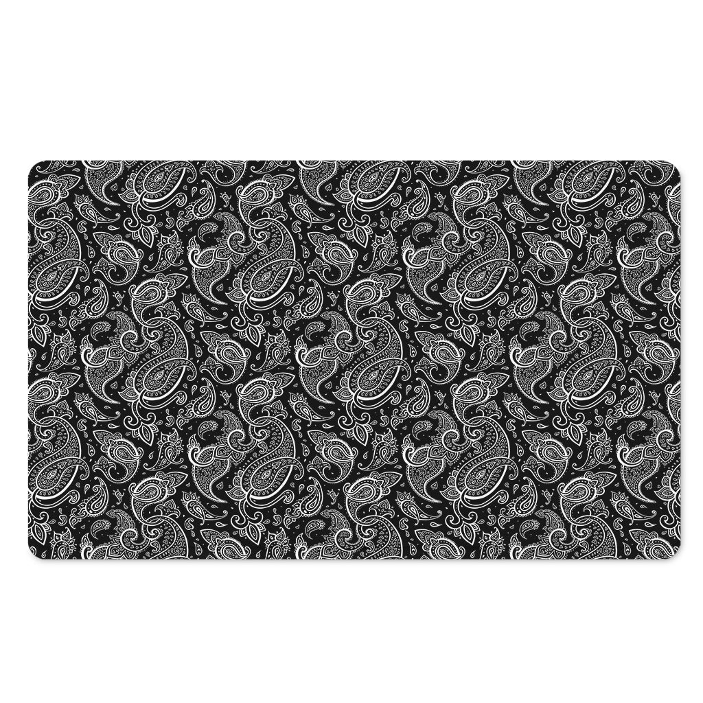 Black And White Paisley Pattern Print Polyester Doormat