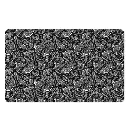 Black And White Paisley Pattern Print Polyester Doormat