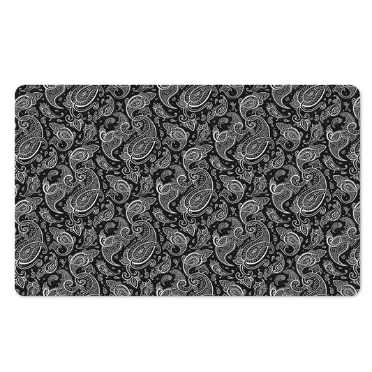 Black And White Paisley Pattern Print Polyester Doormat