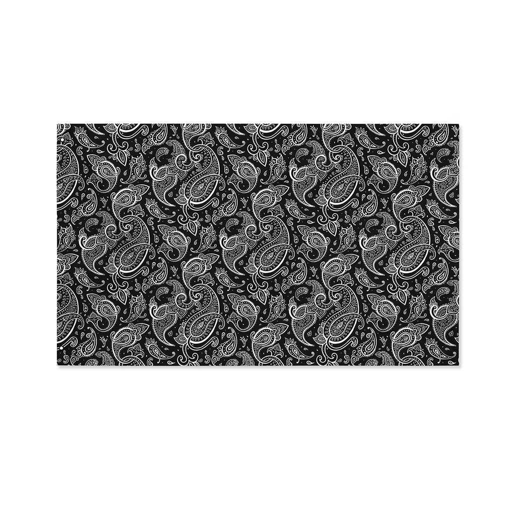 Black And White Paisley Pattern Print Polyester Flag