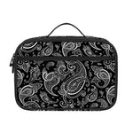 Black And White Paisley Pattern Print Portable Lunch Bag