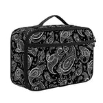 Black And White Paisley Pattern Print Portable Lunch Bag