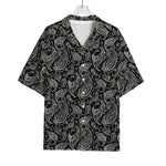 Black And White Paisley Pattern Print Rayon Hawaiian Shirt