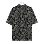 Black And White Paisley Pattern Print Rayon Hawaiian Shirt