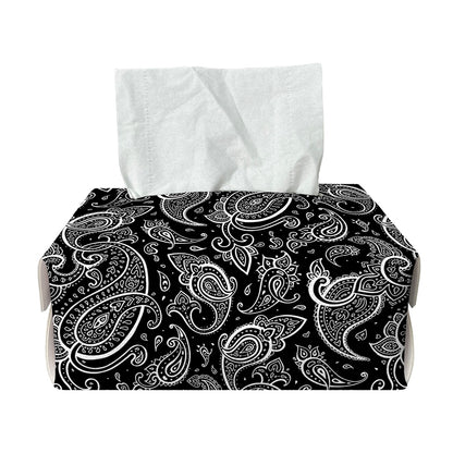 Black And White Paisley Pattern Print Rectangle Tissue Box Cover