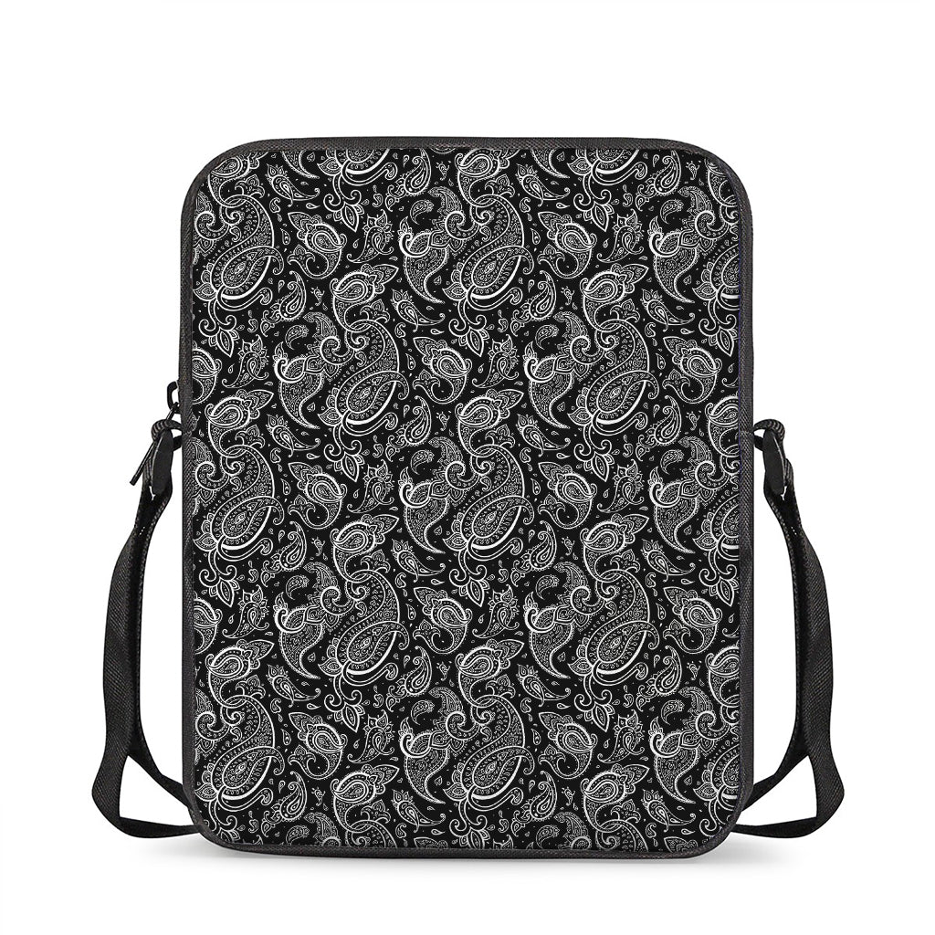 Black And White Paisley Pattern Print Rectangular Crossbody Bag